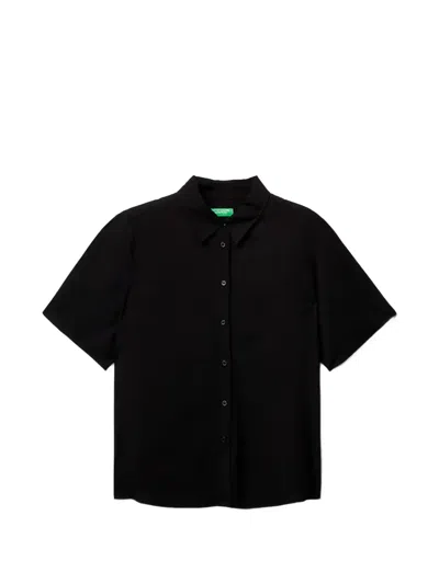 Benetton Short-sleeve Button-down Shirt In Black