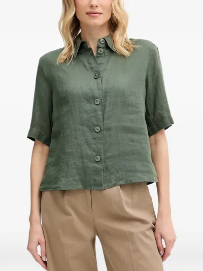 Benetton Short-sleeve Button-up Shirt In Animal Print