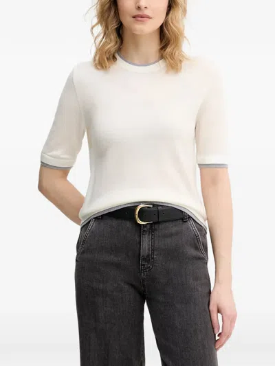 Benetton Short-sleeve Sweater In Neutral