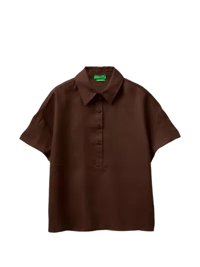 Benetton Short-sleeved Polo Blouse In Multi