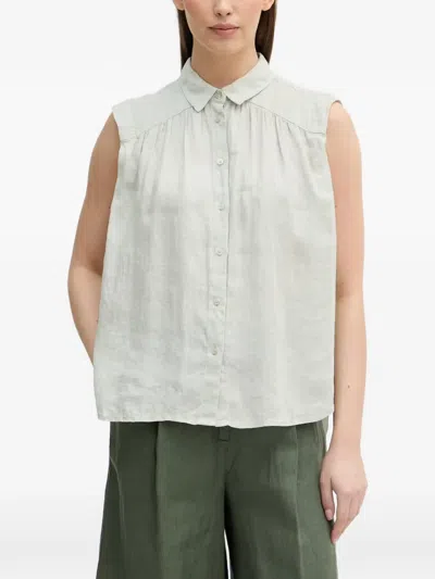 Benetton Sleeveless Gathered Shirt In Green