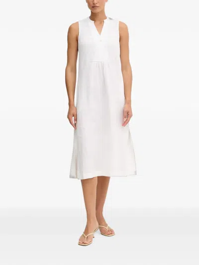 Benetton Sleeveless Linen Midi Dress In Multi