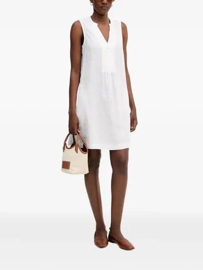 Benetton Sleeveless Linen Mini Dress In White