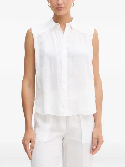 Benetton Sleeveless Pleated Shirt In White