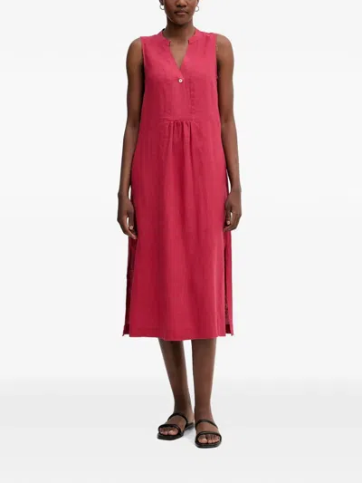 Benetton Sleeveless Side-slit Midi Dress In Red