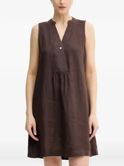 Benetton Sleeveless V-neck Mini Dress In Brown
