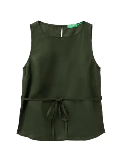 Benetton Sleeveless Waist-strap Blouse In Green