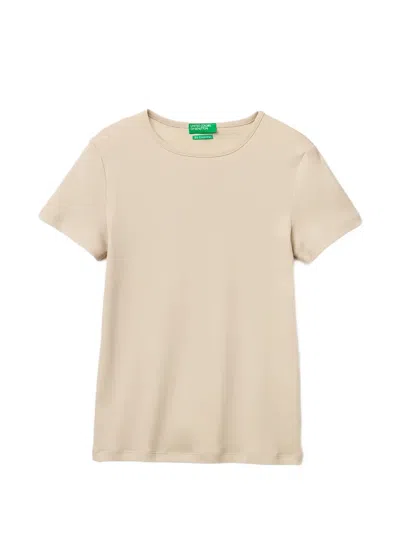 Benetton Slim-fit Short-sleeve T-shirt In Neutral