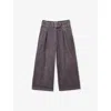 Benetton Soft Wide-leg Belted Corduroy Trousers 6-14 Y In Mat Grey