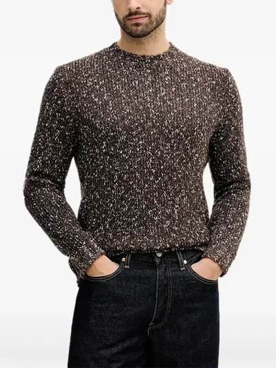 Benetton Speckled Crew-neck Sweater In Brown
