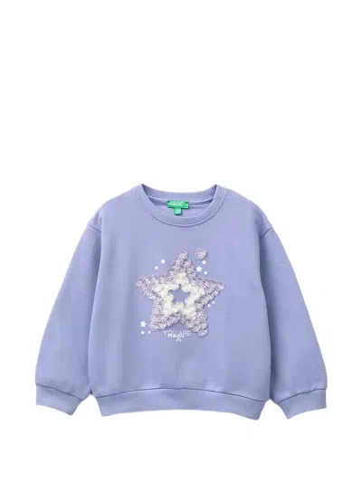Benetton Kids' Star-patch Sweatshirt In Purple