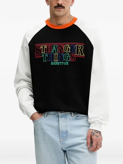 Benetton Stranger Things Raglan-sleeve Sweatshirt In Black