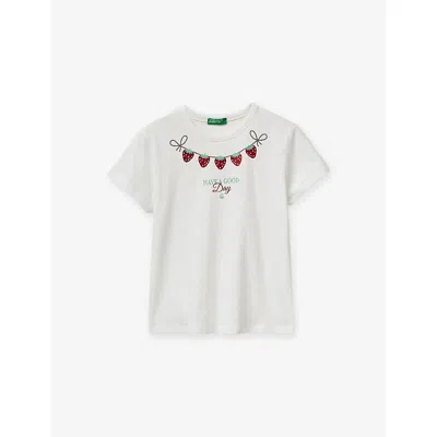 Benetton Kids' White Strawberry-print Cotton-jersey T-shirt 6-13