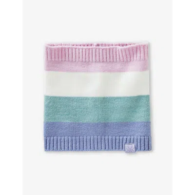 Benetton Stripe Unisex Pull-on Wool Knitted Scarf 1-6 Years Light Blue Powd In Light Blue Powder