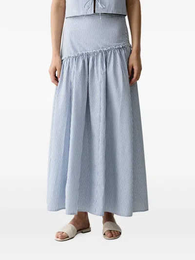 Benetton Striped Asymmetrical-waist Ruffled Maxi Skirt In Multi