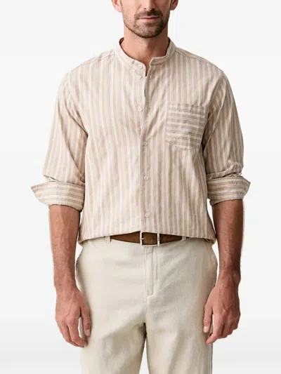 Benetton Striped Band-collar Shirt In 中性色