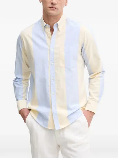 Benetton Striped Button-down Shirt In 黄色