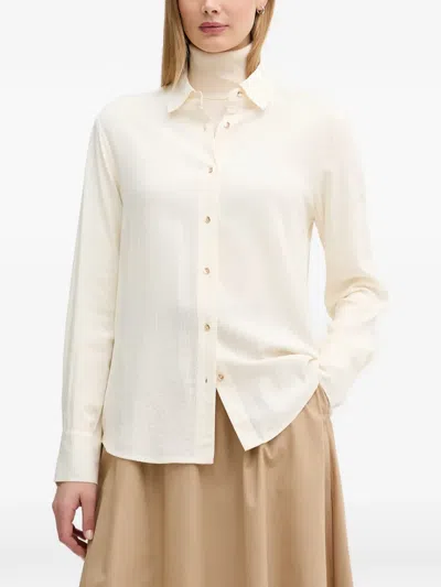 Benetton Striped Button-down Shirt In Neutral