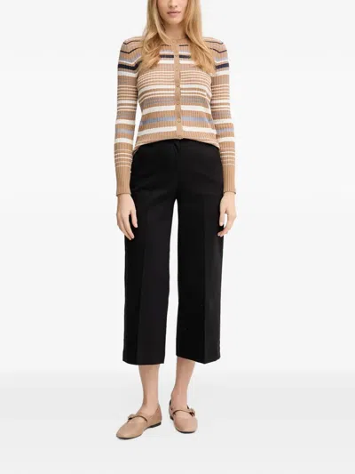 Benetton Striped Cardigan In Neutral