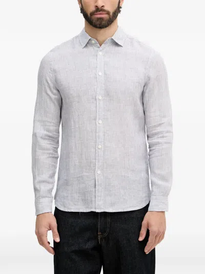 Benetton Striped Classic-collar Shirt In Blue