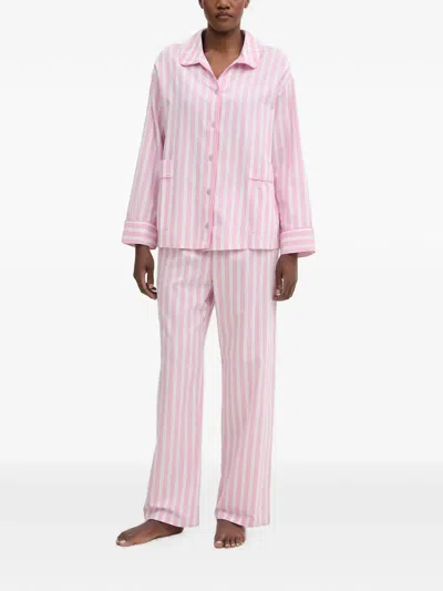 Benetton Striped Cotton Pajamas In Pink