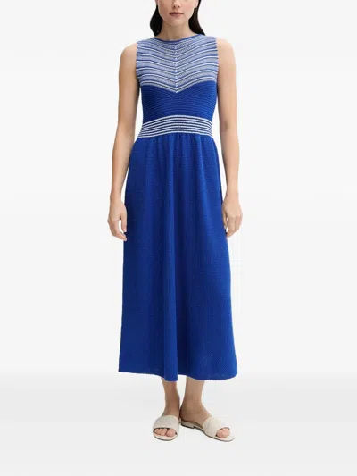 Benetton Striped Crochet-knit Midi Dress In Blue