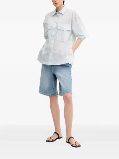 Benetton Striped Flap-pocket Shirt In Blue