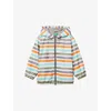 Benetton Multicolor Striped Hooded Shell Jacket 1-6