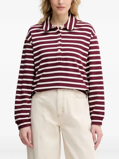 Benetton Striped Long-sleeve Polo Shirt In Multi