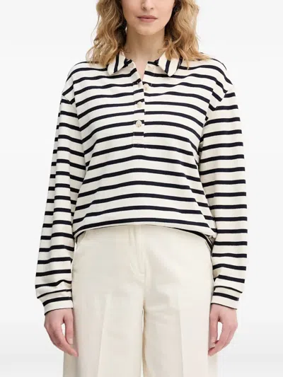 Benetton Striped Long-sleeve Polo Shirt In Animal Print