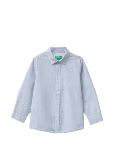 Benetton Kids' Striped Long-sleeve Shirt In Blue