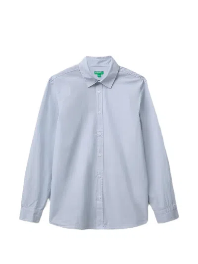 Benetton Kids' Striped Long-sleeve Shirt In Blue