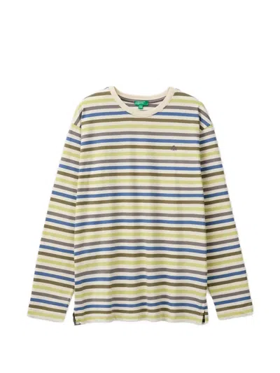 Benetton Kids' Striped Long-sleeve T-shirt In Neutrals