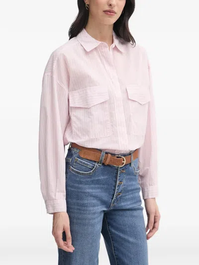 Benetton Striped Pocket-detail Shirt In Black