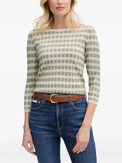 Benetton Striped Sweater In Green