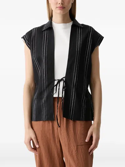 Benetton Striped Tie-fastening Top In Black