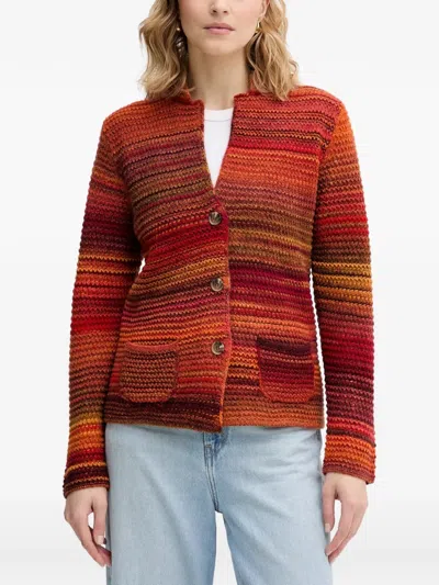 Benetton Striped-knit Button-up Cardigan In Multi