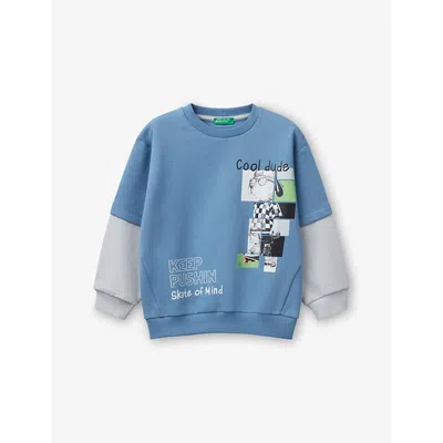 Benetton Kids' Sugar Paper Graphic-print Layered Cotton-jersey Sweatshirt 18 Mpnths - 6