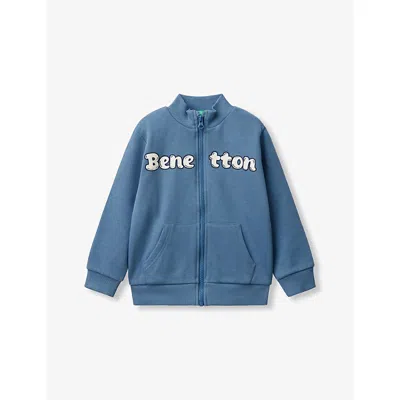 Benetton Kids' Sugar Paper Logo-print Zip-up Cotton-jersey Sweatshirt 18 Month