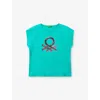Benetton Teal Green Sequin-embroidery Sleeveless Cotton-jersey T-shirt 6-14