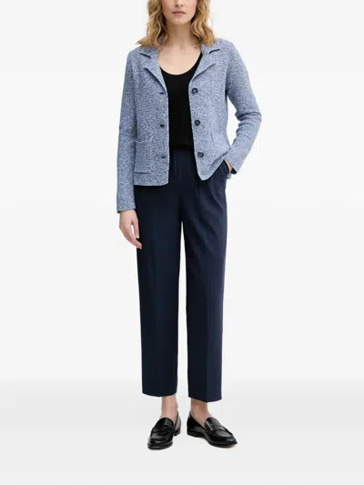 Benetton Textured-knit Notched-lapel Cardigan In Black
