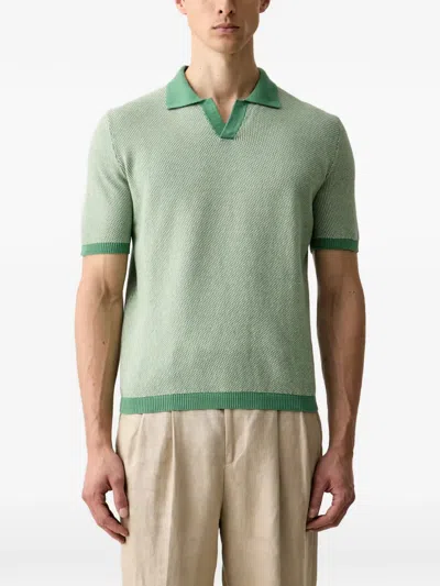Benetton Textured-knit Short-sleeved Polo-collar T-shirt In Multi