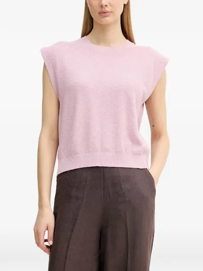 Benetton Textured-knit Sleeveless Top In Pink