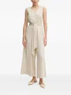 Benetton Tied-waist Sleeveless Jumpsuit In White