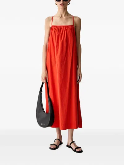 Benetton Tie-fastening Loose Maxi Dress In Red