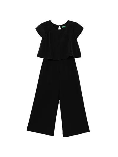 Benetton Kids' Tiered Jumpsuit In Black