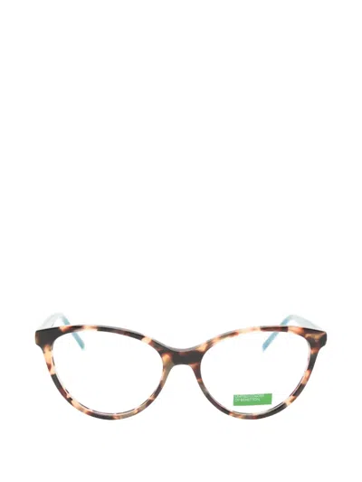 Benetton Tortoiseshell-effect Cat-eye Glasses In Brown
