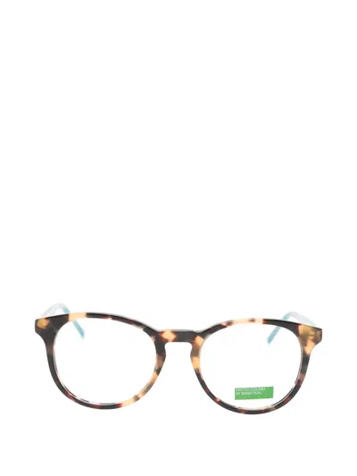 Benetton Tortoiseshell-effect Round-frame Glasses In Brown