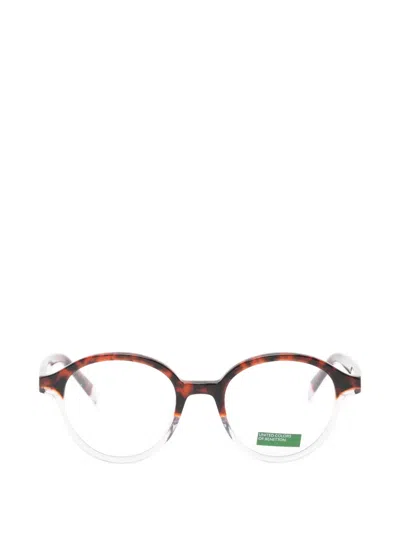Benetton Tortoiseshell-effect Round-frame Glasses In Brown