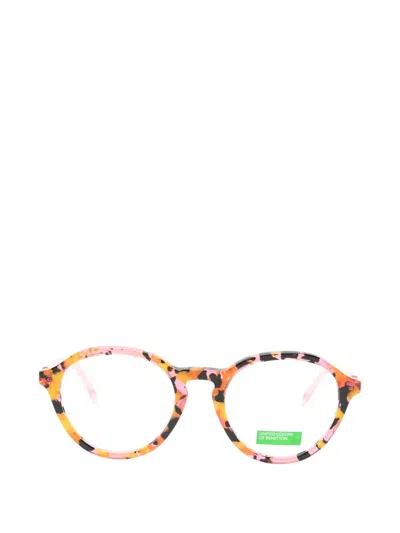 Benetton Tortoiseshell-effect Round-frame Glasses In Pink